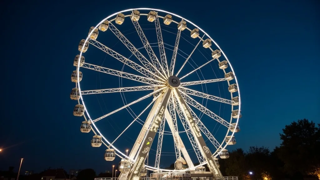 grande roue illuminée contre un ciel nocturne bleu profond a Limoges